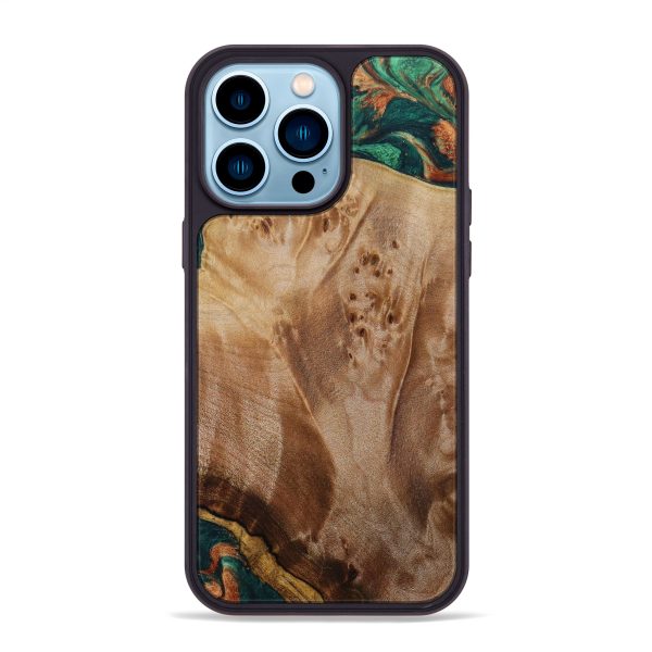 iPhone 14 Pro Max Wood+Resin Phone Case - Agnes (Green, 642148) Online Sale