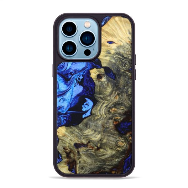 iPhone 14 Pro Max Wood+Resin Phone Case - Zuri (Blue, 638003) For Discount