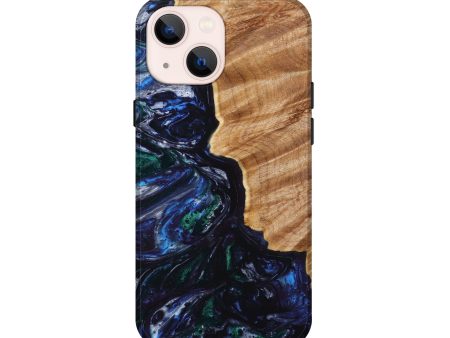 iPhone 13 mini Wood+Resin Live Edge Phone Case - Lesly (Blue, 640505) Online now