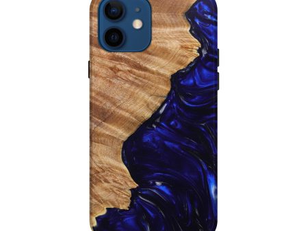 iPhone 12 Wood+Resin Live Edge Phone Case - Addison (Blue, 638156) Online now