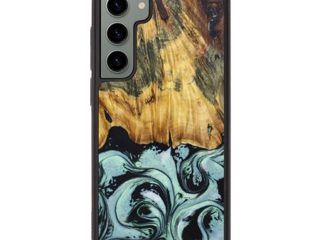 Galaxy S23 Plus Wood+Resin Phone Case - Mya (Green, 639476) For Sale