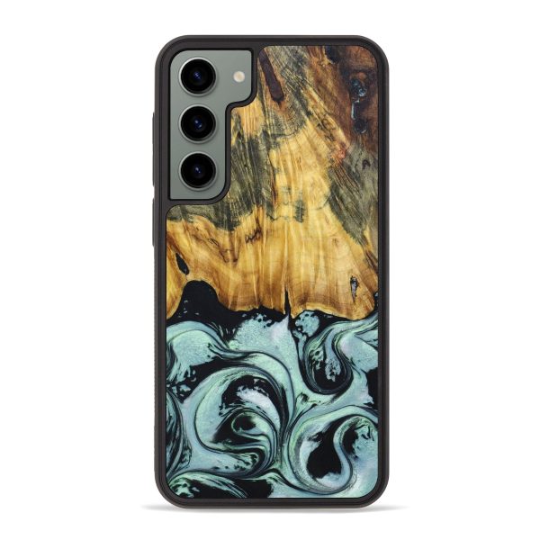 Galaxy S23 Plus Wood+Resin Phone Case - Mya (Green, 639476) For Sale