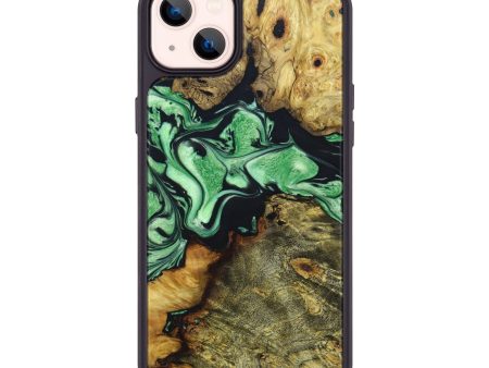 iPhone 14 Plus Wood+Resin Phone Case - Abel (Green, 640075) For Cheap