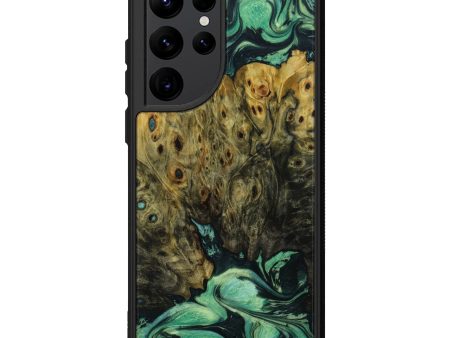 Galaxy S22 Ultra Wood+Resin Phone Case - Belinda (Green, 642123) For Sale