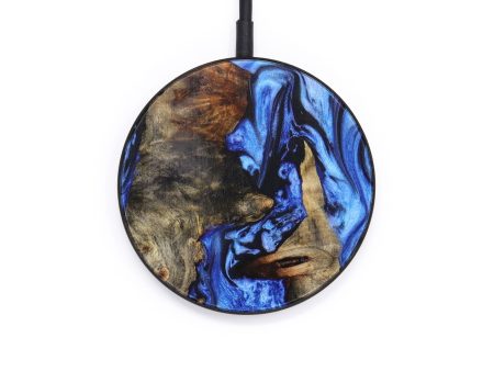 Circle Wood+Resin Wireless Charger - Ramona (Blue, 637838) on Sale