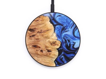 Circle Wood+Resin Wireless Charger - Judy (Blue, 637902) Hot on Sale