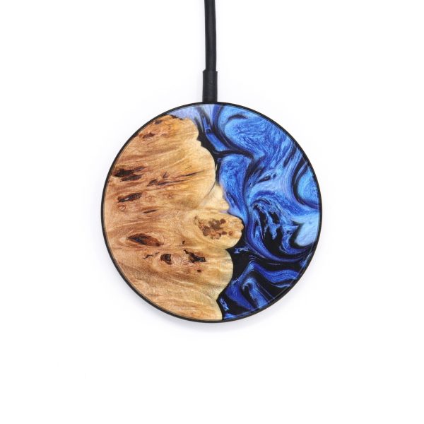 Circle Wood+Resin Wireless Charger - Judy (Blue, 637902) Hot on Sale