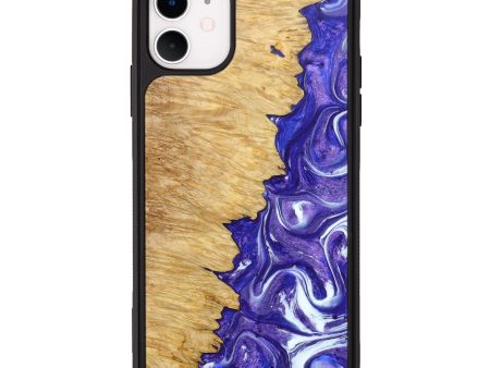 iPhone 11 Wood+Resin Phone Case - Patti (Purple, 640984) For Sale