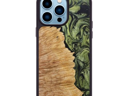 iPhone 14 Pro Max Wood+Resin Phone Case - Luther (Green, 639477) on Sale