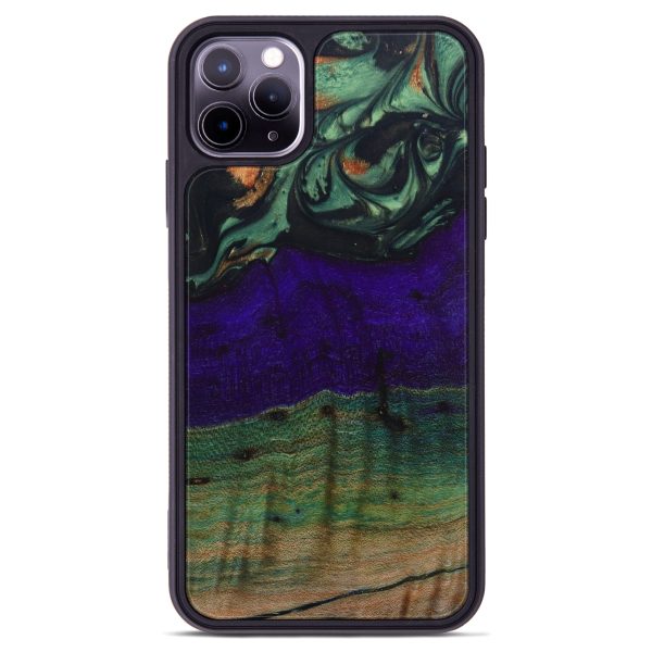 iPhone 11 Pro Max Wood+Resin Phone Case - Raymond (Green, 641339) on Sale