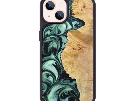 iPhone 14 Wood+Resin Phone Case - Cathy (Green, 638884) on Sale