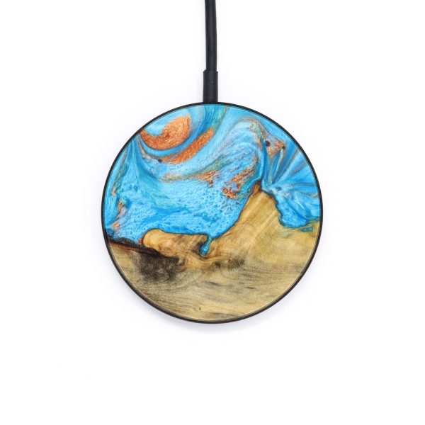 Circle Wood+Resin Wireless Charger - Aniya (Teal & Gold, 637566) Online Hot Sale