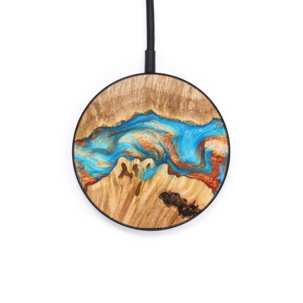 Circle Wood+Resin Wireless Charger - Ariana (Teal & Gold, 637569) Online