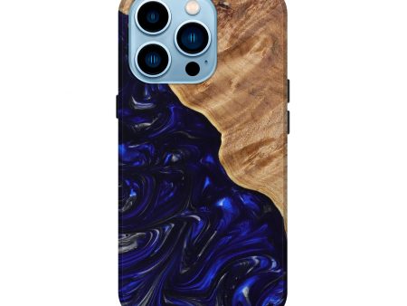 iPhone 14 Pro Wood+Resin Live Edge Phone Case - Aisha (Blue, 641070) Supply