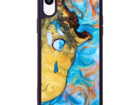 iPhone Xr Wood+Resin Phone Case - Geneva (Teal & Gold, 639207) on Sale