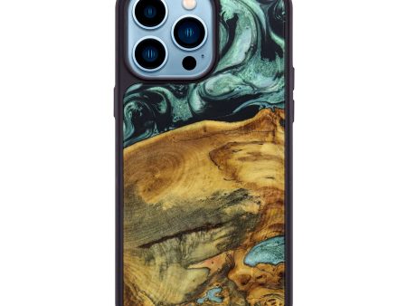 iPhone 14 Pro Max Wood+Resin Phone Case - Brooks (Green, 638873) Cheap