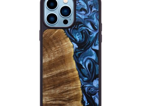 iPhone 14 Pro Max Wood+Resin Phone Case - Jo (Blue, 641388) Fashion