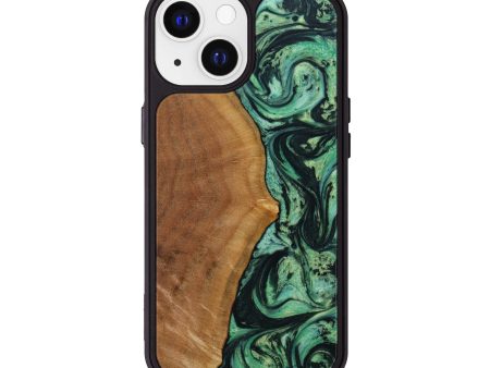 iPhone 13 Wood+Resin Phone Case - Dahlia (Green, 642113) For Discount