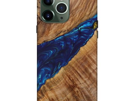 iPhone 13 Pro Max Wood+Resin Live Edge Phone Case - Bria (Teal & Gold, 639107) For Cheap