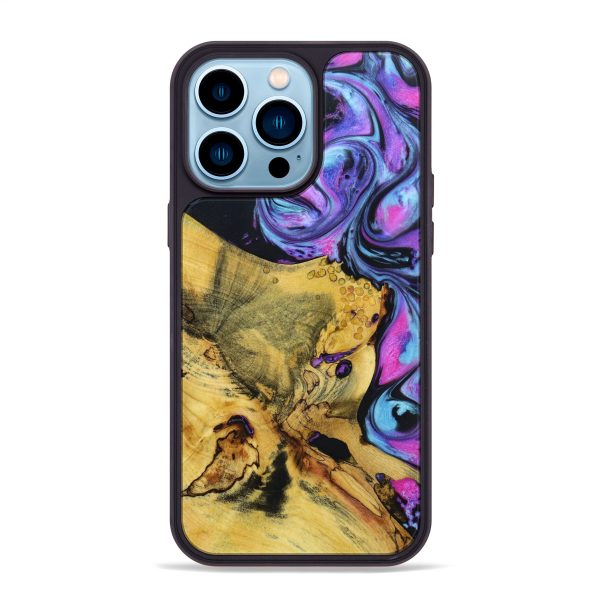 iPhone 14 Pro Max Wood+Resin Phone Case - Presley (Galaxy, 637777) Cheap