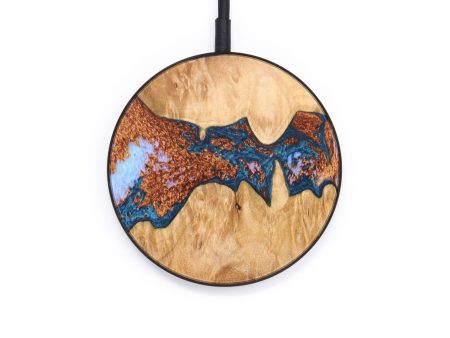 Circle Wood+Resin Wireless Charger - Elena (Teal & Gold, 637877) Cheap