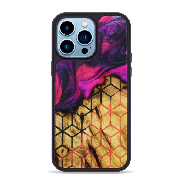 iPhone 14 Pro Max Wood+Resin Phone Case - Earl (Galaxy, 639172) Fashion