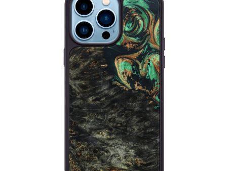 iPhone 14 Pro Max Wood+Resin Phone Case - Cristian (Green, 639365) For Cheap