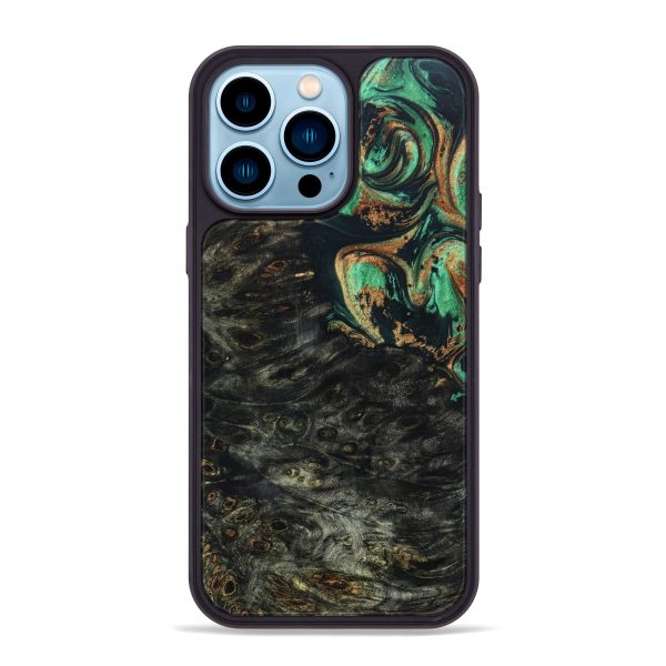 iPhone 14 Pro Max Wood+Resin Phone Case - Cristian (Green, 639365) For Cheap