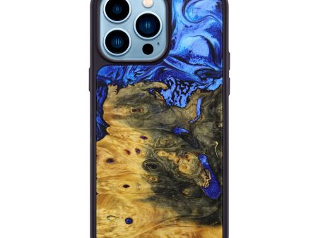 iPhone 14 Pro Max Wood+Resin Phone Case - Knox (Blue, 638015) For Sale