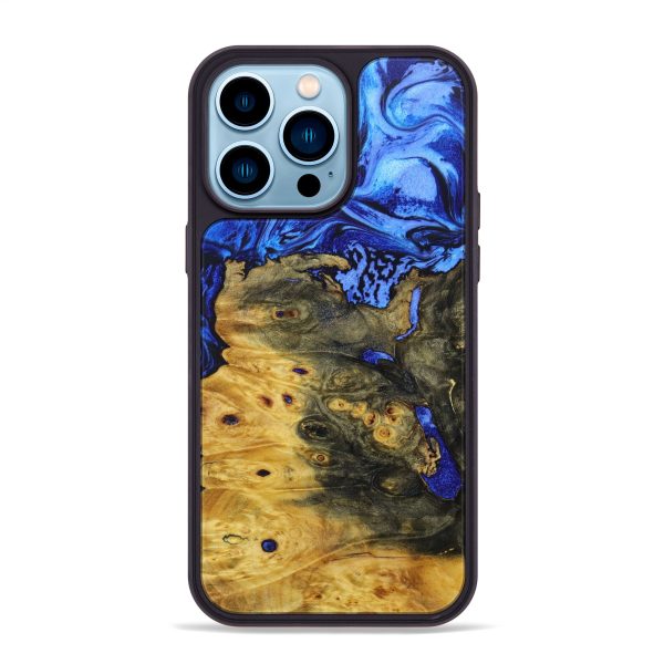 iPhone 14 Pro Max Wood+Resin Phone Case - Knox (Blue, 638015) For Sale