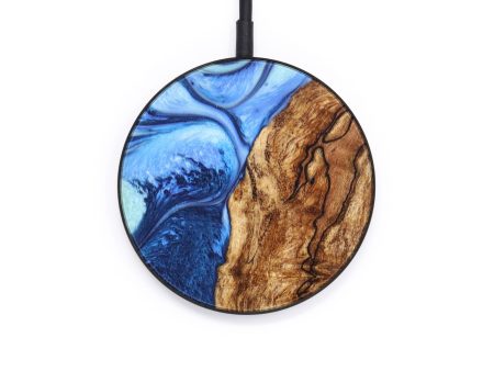 Circle Wood+Resin Wireless Charger - Charles (Blue, 640168) For Sale