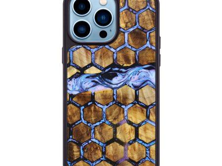 iPhone 14 Pro Max Wood+Resin Phone Case - Violet (Pattern, 640736) For Discount