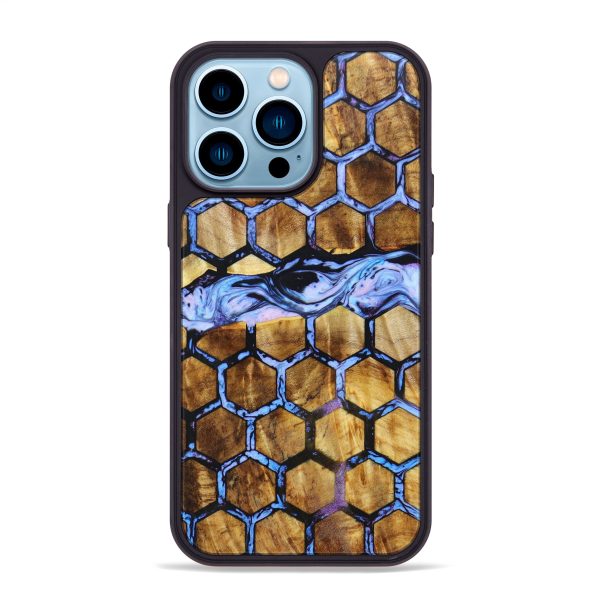 iPhone 14 Pro Max Wood+Resin Phone Case - Violet (Pattern, 640736) For Discount