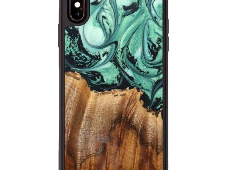 iPhone Xs Max Wood+Resin Phone Case - Lillian (Green, 637658) Online Hot Sale