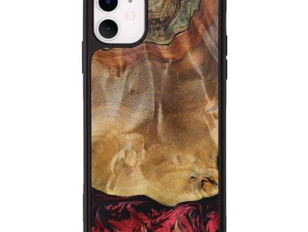 iPhone 11 Wood+Resin Phone Case - Phyllis (Red, 637692) Cheap