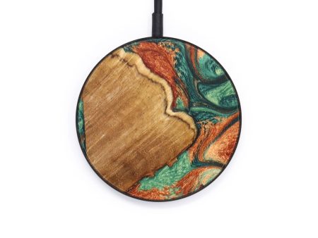 Circle Wood+Resin Wireless Charger - Judith (Green, 637546) For Discount