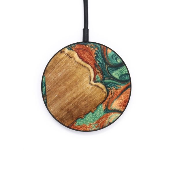 Circle Wood+Resin Wireless Charger - Judith (Green, 637546) For Discount