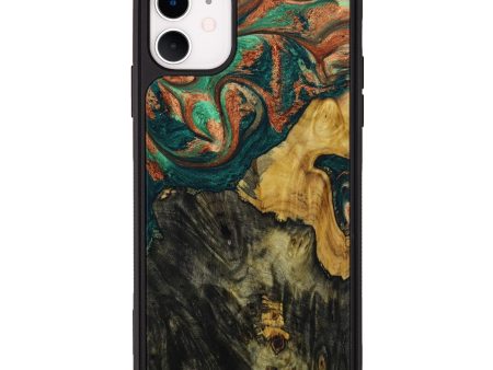 iPhone 11 Wood+Resin Phone Case - Gail (Green, 642151) For Cheap