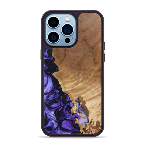 iPhone 14 Pro Max Wood+Resin Phone Case - Issac (Purple, 639619) Discount