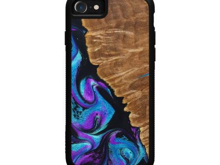 iPhone SE Wood+Resin Phone Case - Caitlin (Purple, 638140) For Sale