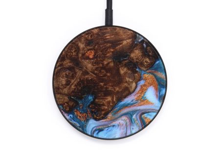 Circle Wood+Resin Wireless Charger - Kadence (Teal & Gold, 637865) For Sale