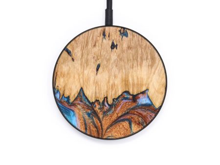 Circle Wood+Resin Wireless Charger - Penelope (Teal & Gold, 637863) Discount