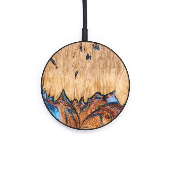 Circle Wood+Resin Wireless Charger - Penelope (Teal & Gold, 637863) Discount