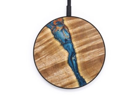 Circle Wood+Resin Wireless Charger - Emmett (Teal & Gold, 637868) Discount