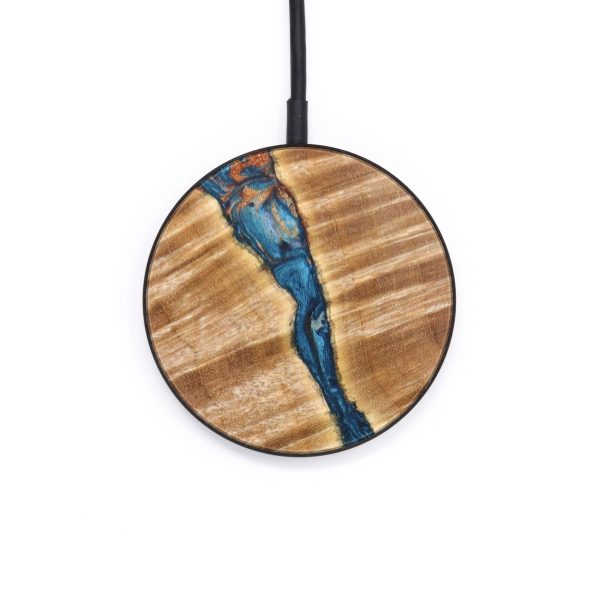 Circle Wood+Resin Wireless Charger - Emmett (Teal & Gold, 637868) Discount